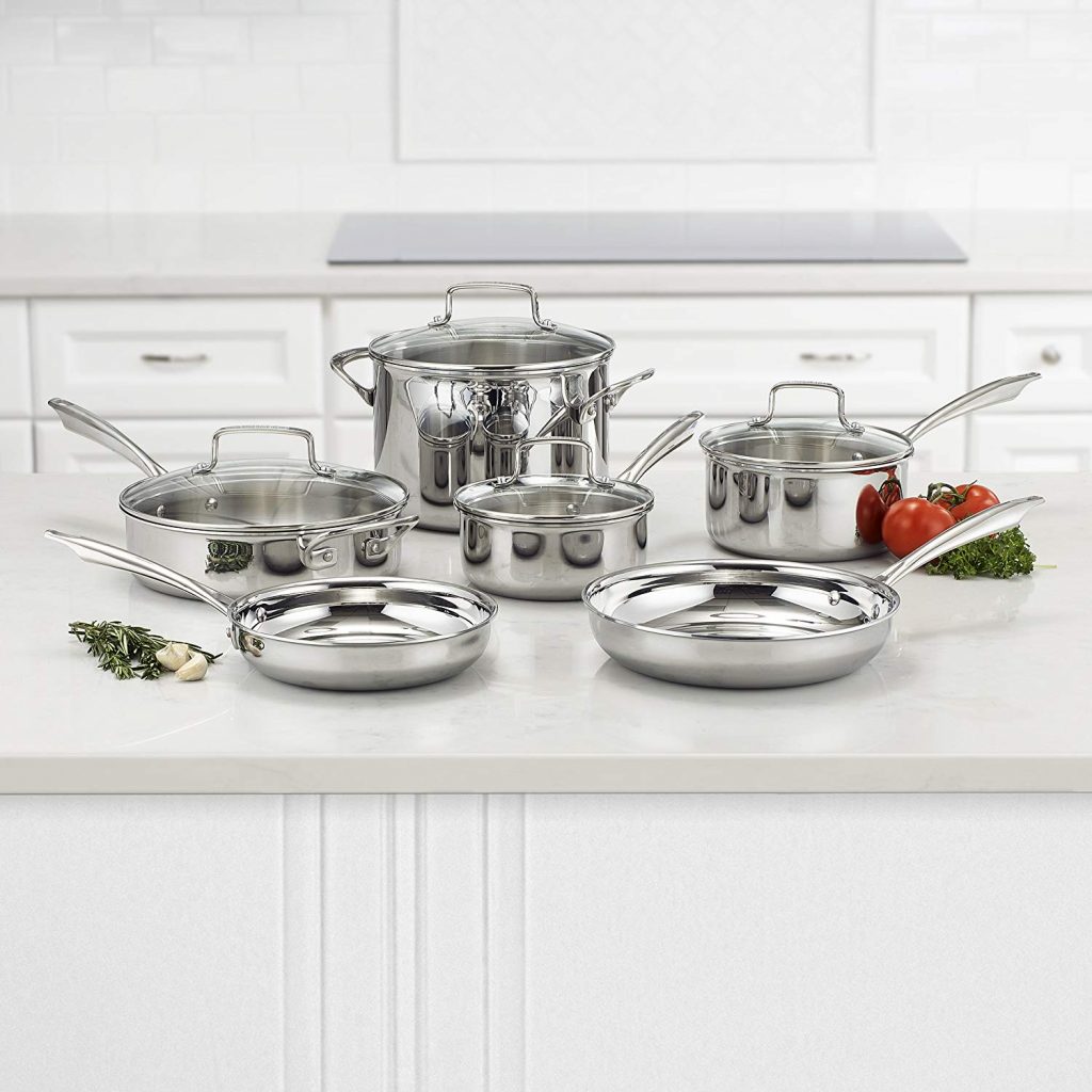 Cuisinart TPS-10 10 Piece Tri-ply Stainless Steel Cookware Set [Review Cuisinart Stainless Steel Cookware Set Reviews