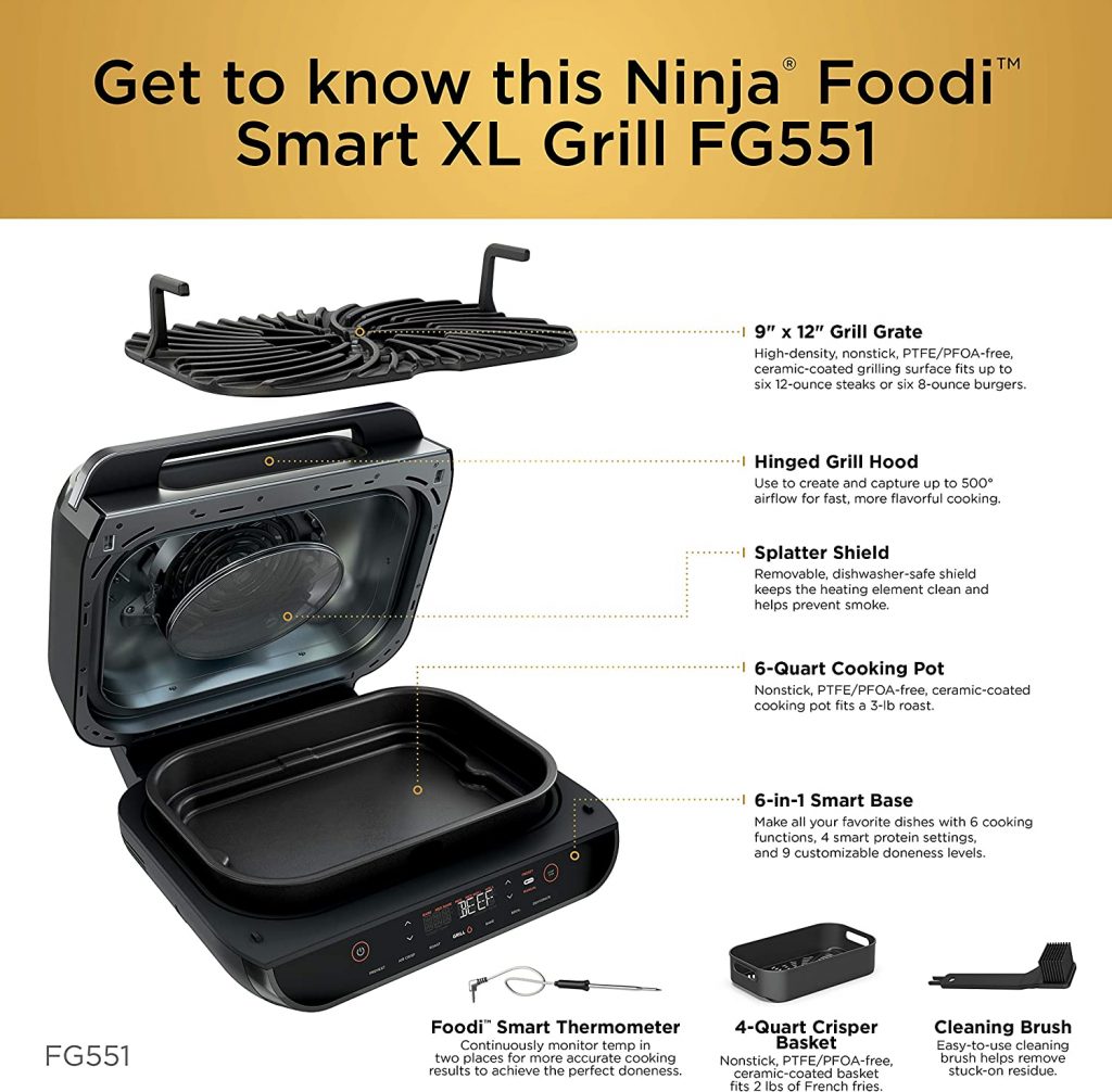 Ninja Foodi Smart XL Indoor Grill with Air Fryer set