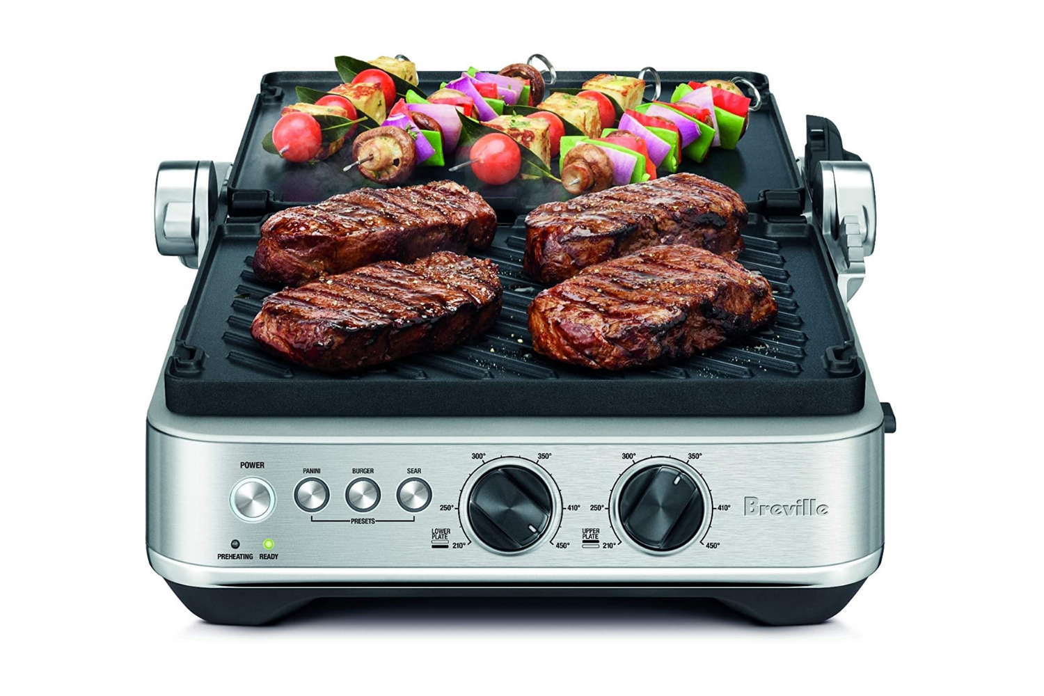 Breville BGR700BSS Sear and Press Grill with steak