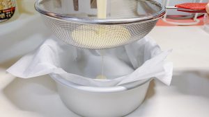 Pour the batter into the prepared cake pan