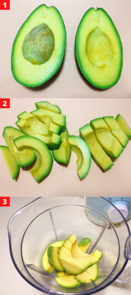 Cut peel and slice the avocado