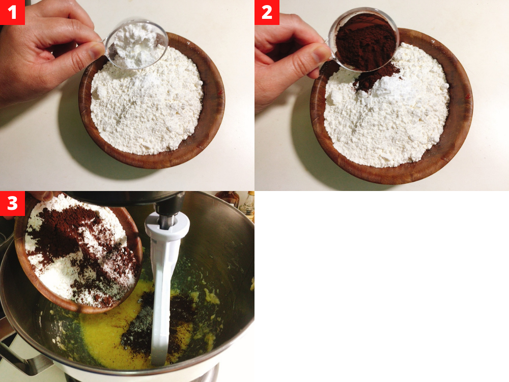 In another bowl combine the flour baking powder and cocoa powder