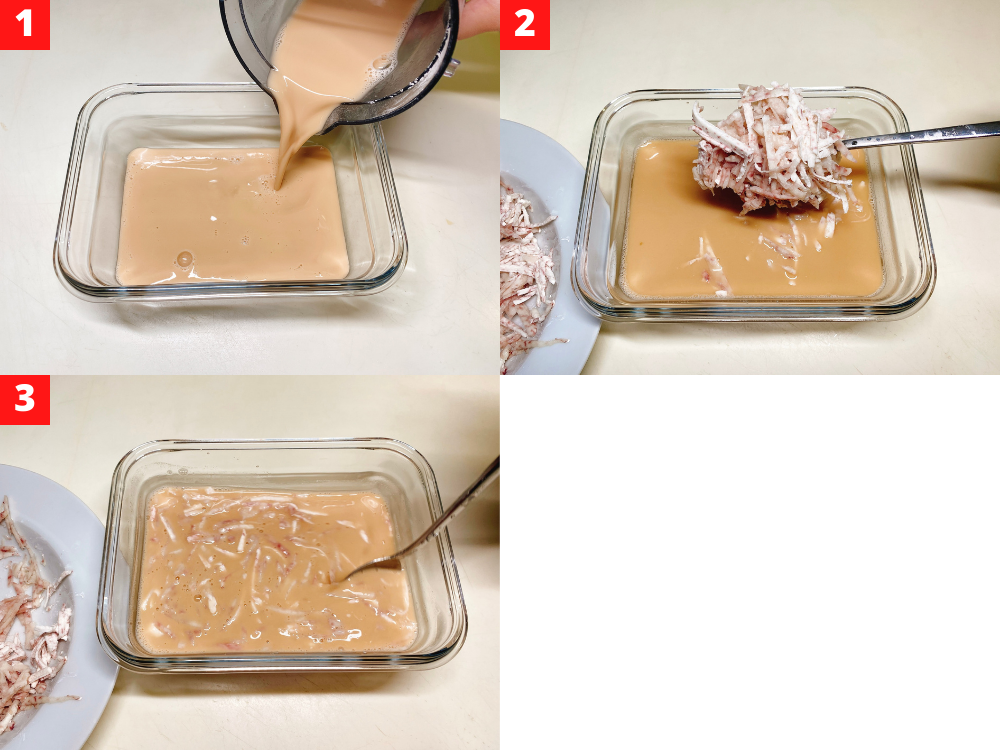 pour the batter into a heat-resistant container