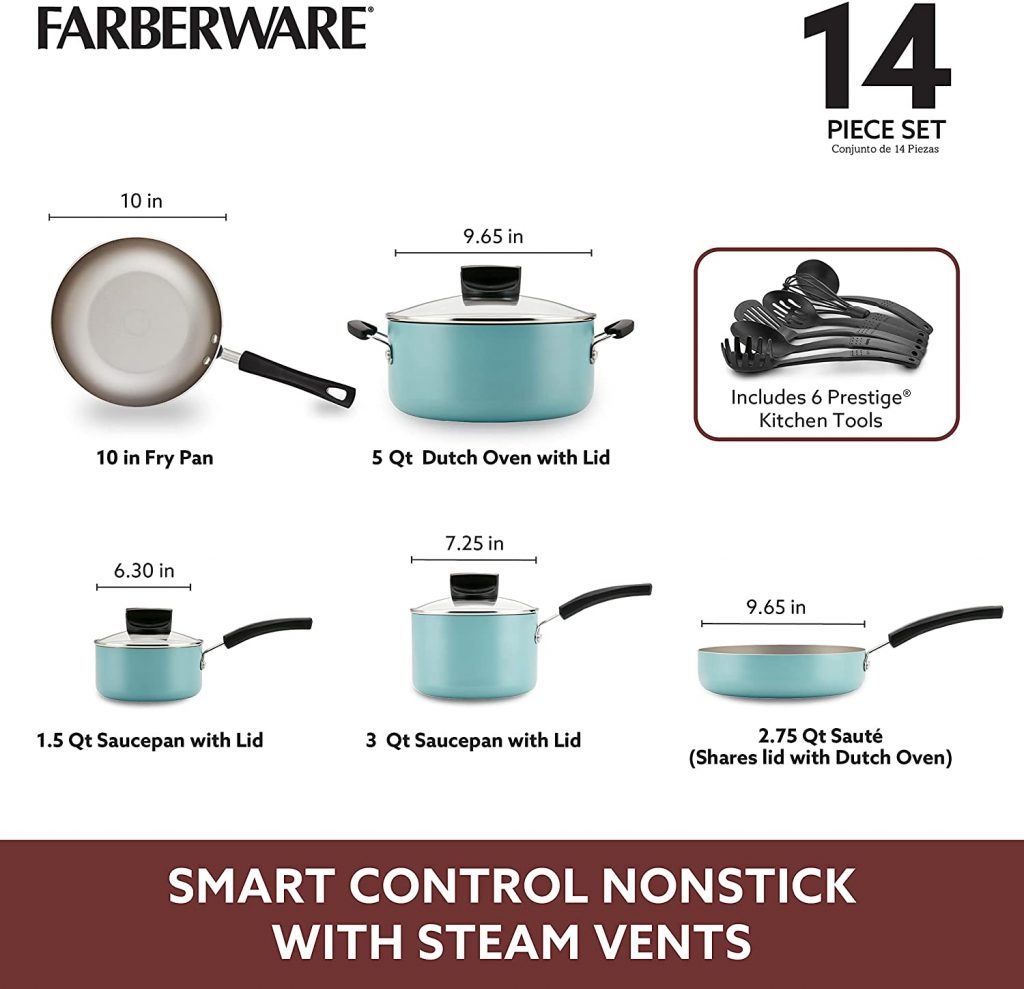 Farberware Smart Nonstick Cookware Pots Detail